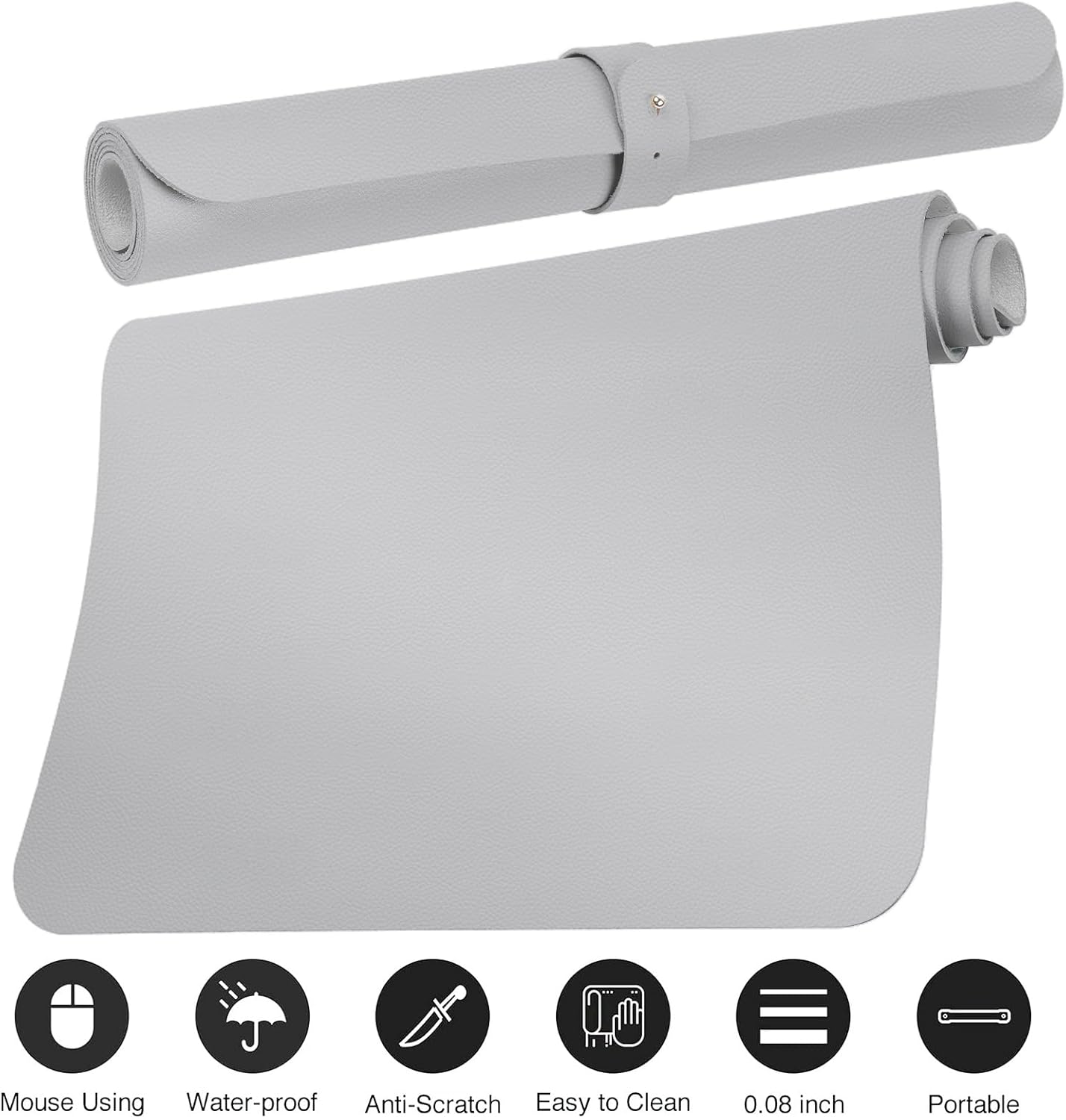 Boutilon Leather Desk Pad Protector,Non-Slip Mouse Pad,Laptop Desk Pad,Office Mouse Mat,Waterproof Leather Desk Blotter,Desk Writing Pad for Office and Home (XXXL-Grey,47"x 24")