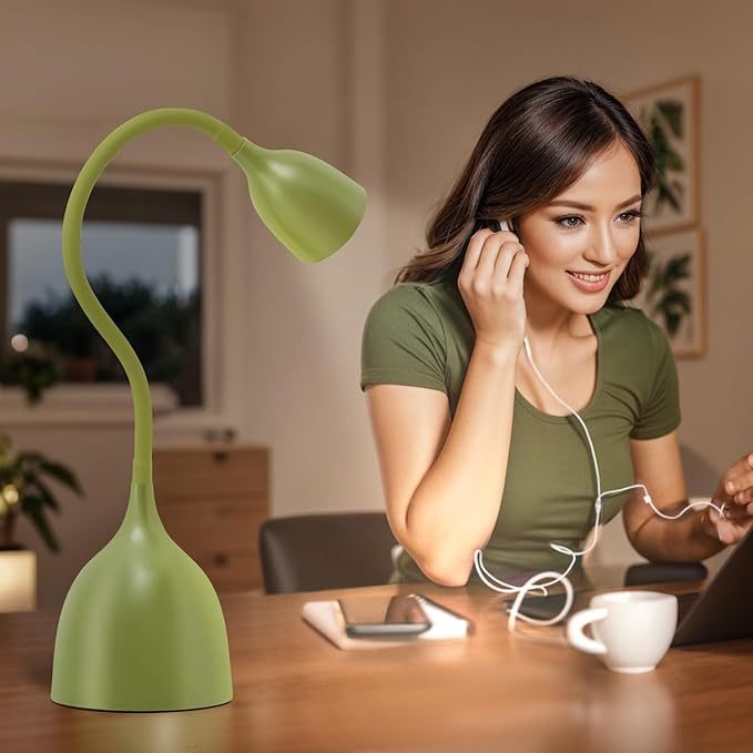 EJIAXIN Gooseneck Desk Lamp 360° LED Flexible Reading Light Small Desk Lamps for Small Spaces Home Office Bedroom College Dorm Desk Bookshelf Nightstand Table Lamp (Green)