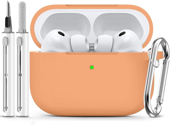 Ljusmicker for AirPods Pro 3 Case 2025 with Cleaner Kit,Salmon | Soft Silicone Protective Cover for Apple AirPod Pro 3rd Generation Case with Keychain for Women Men,Shockproof