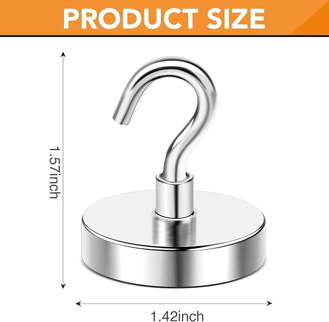 DIYMAG Magnetic Hooks, 170lbs 16pcs Cruise Cabin Essentials Heavy Duty N52 | Strong Neodymium Rare Earth Magnets, for Kitchen, Classroom, Beach, Cruise Cabins, Refrigerator, Hanging Key Clothes Wall Hat