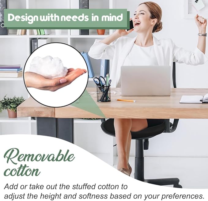 Stuffed Donut Pillow Seat Cushion | for Tailbone and Coccyx Pain, Hemorrhoids, Bed Sores, Pregnancy, Prostate, Surgery Recovery, Sitting Pressure Relief, for Home, Office and Car (Black)