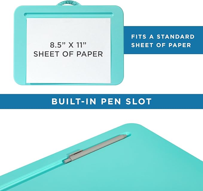 LAPGEAR Compact Lap Desk – Aqua Sky, Fits 14" Laptops | Microbead Cushion, Built-In Pencil Slot, Carry Handle, Fits Standard Letter-Size Paper (8.5" × 11")