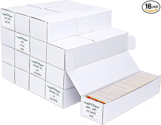 Trading Card Storage Box, 16 Pack Cardboard Card Organizer for Sports, Baseball, MTG & Game Cards – Horizontal Trading Card Storage Holds 12,000+ Cards