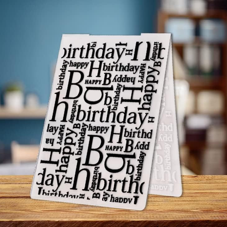 Happy Birthday Plastic Embossing Folders for Card Making Words Background Scrapbooking Plastic Template Photo Album Card Paper Handmade DIY Craft Decoration Template Molds