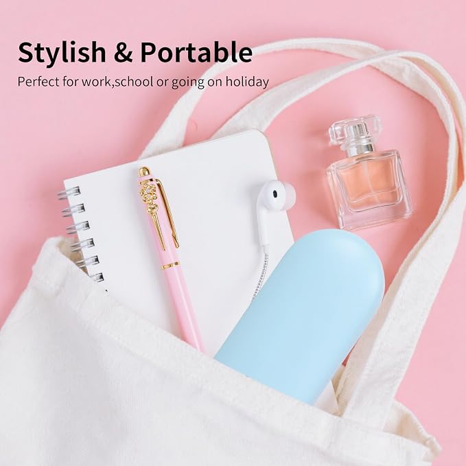 2 in 1 Contact Lens Case and Eyeglasses Case for Women Men Kids, Double Sided Hard Shell Portable Glasses Travel Holder with Built-in Mirror, Contact Lens Box (Sky Blue)