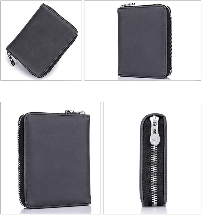 RFID Blocking 24 Slot Credit Card Holder Wallet Real Leather Multi Card Organizer Wallet with Zipper