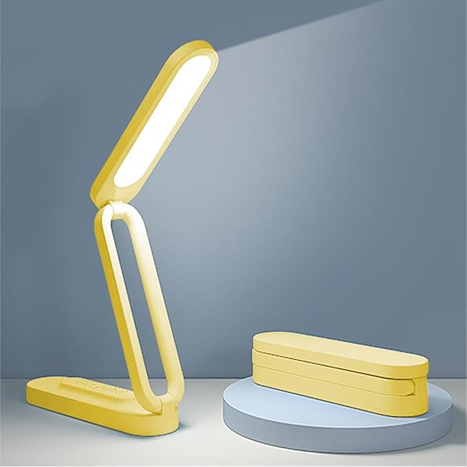 Giryuhd LED Desk Lamp for Office Home & Battery Operated Lamp Rechargeable Lamp Foldable & Portable Light, LED Desk Light Strip, 3 Brightness Dimmable Small Desk Lamp Reading Lamp (Yellow)