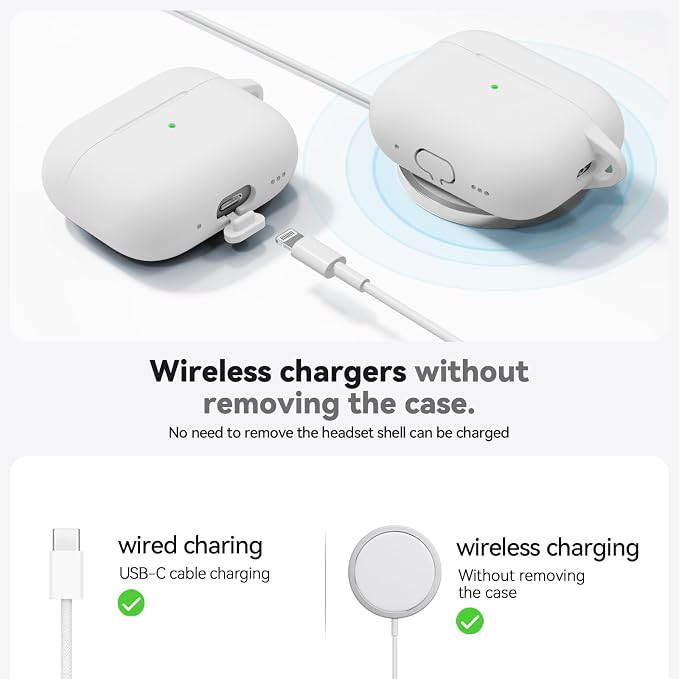Ljusmicker for AirPods Pro 3 Case 2025 with Cleaner Kit,White | Soft Silicone Protective Cover for Apple AirPod Pro 3rd Generation Case with Keychain for Women Men,Shockproof