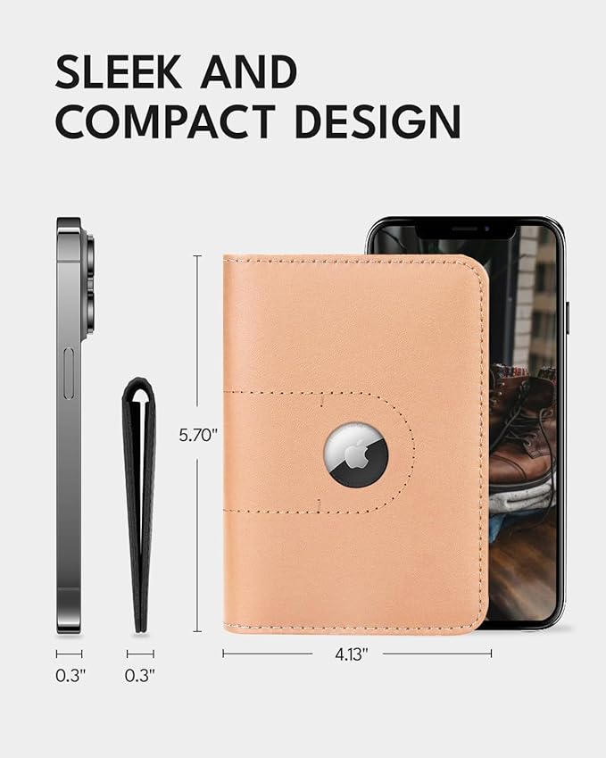 ALLIVE Passport Holder for Travel, Genuine Leather Passport Cover Wallet with AirTag Slot for Women and Men, Travel Must Haves Airport Essentials, Travel Gifts, Beige