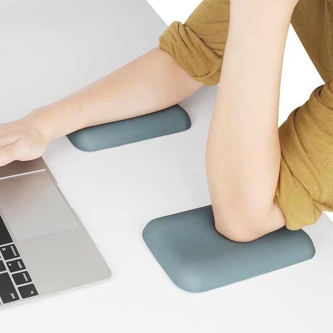 Leolee Elbow Rest Pads for Desk, Green Ergonomic Wrist Rest Arm Rest Pads | Memory Foam & Non-Slip Base, Armrest Cushion Support Pad Relieve Elbow and Wrist Pain for Computer, Office, 2 Packs