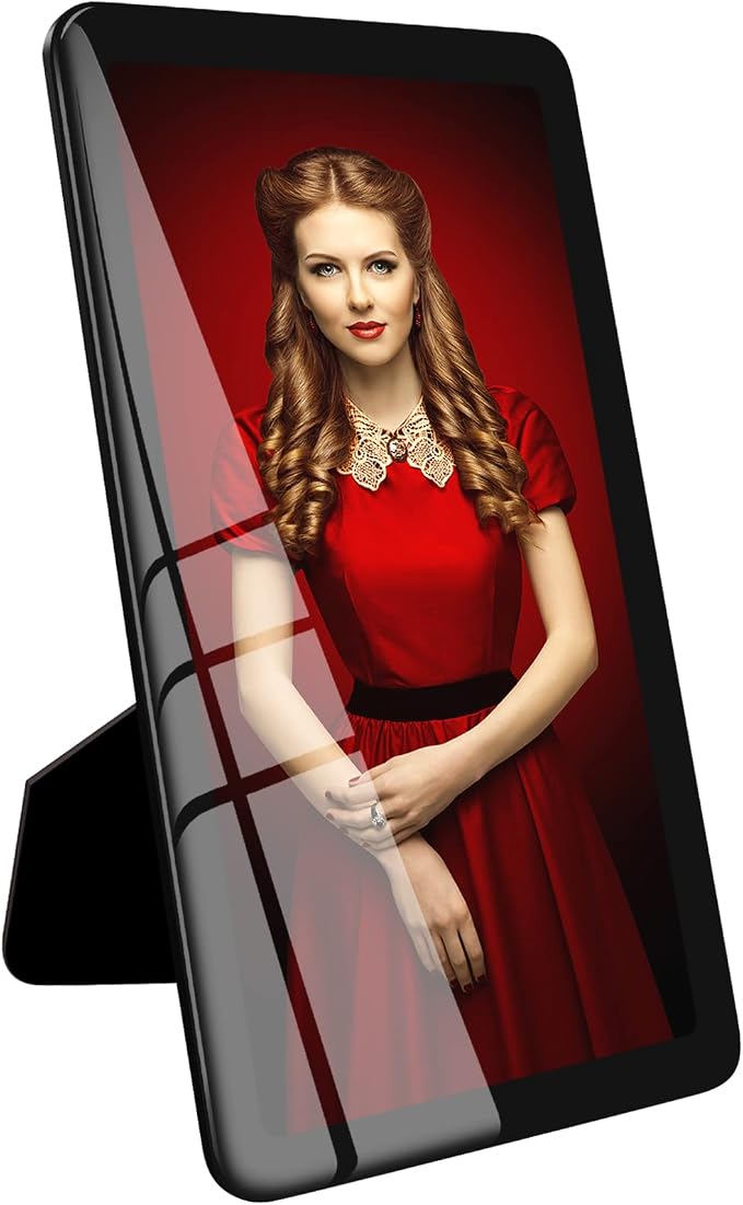 Bluesun 4×8 Black Picture Frame, Vertical & Horizontal Wall & Tabletop | 4×8 Black Photo Frame with Tempered Glass & Rounded Corners, Ideal for Certificates, Living Room Bedroom Hallway Office
