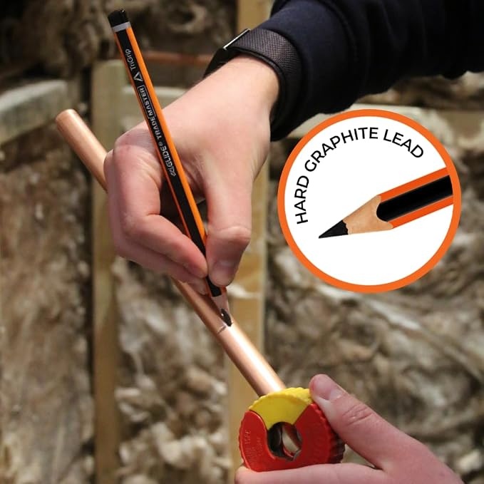 Carpenters Pencils Pack of 10 | Builders Pencil with TriGrip Jumbo Barrel - Construction Pencils Having Hard Lead for Marking Wood, Brick, Concrete & Plasterboard | Work Pencil for Builder