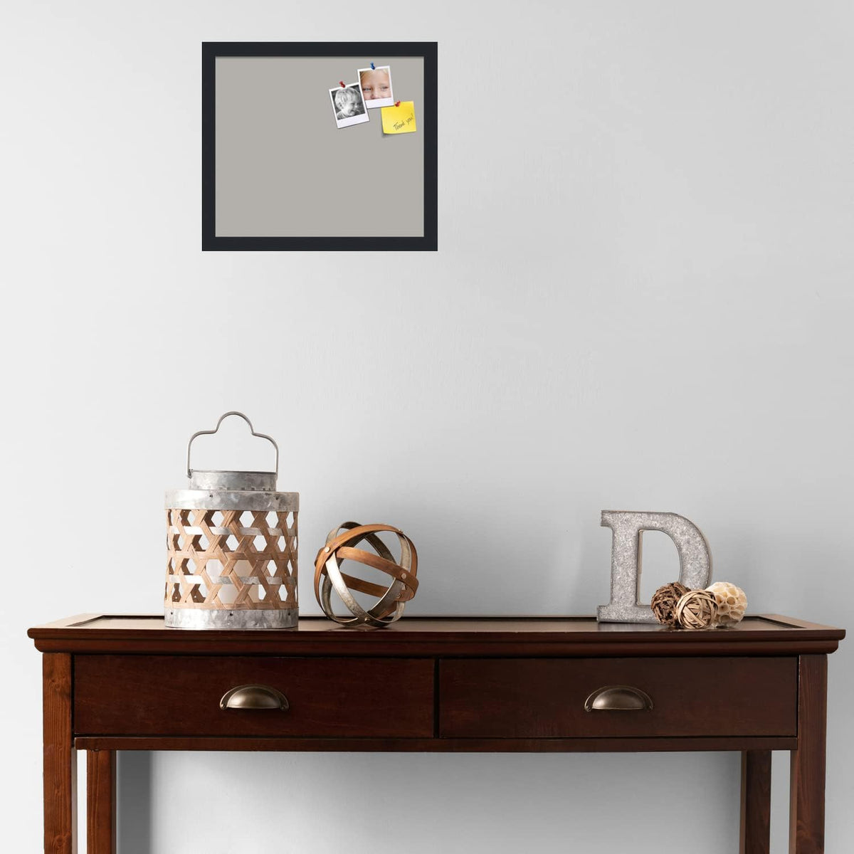 PinPix 15x13 Inch Cork Bulletin Board. This Decorative Framed Pin Board Comes with Dark Stone Design and a Satin Black Frame. Ideal for Home Office Decor or Message Board (PinPix-1808)
