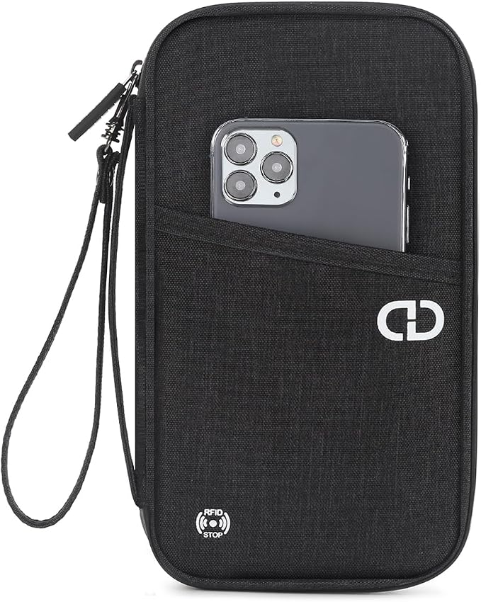 Travel Passport Holder - Family Passport Wallet Holder, Lightweight Portable Travel Document Organizer Passport Card Cover with Zipper Pocket (Black)