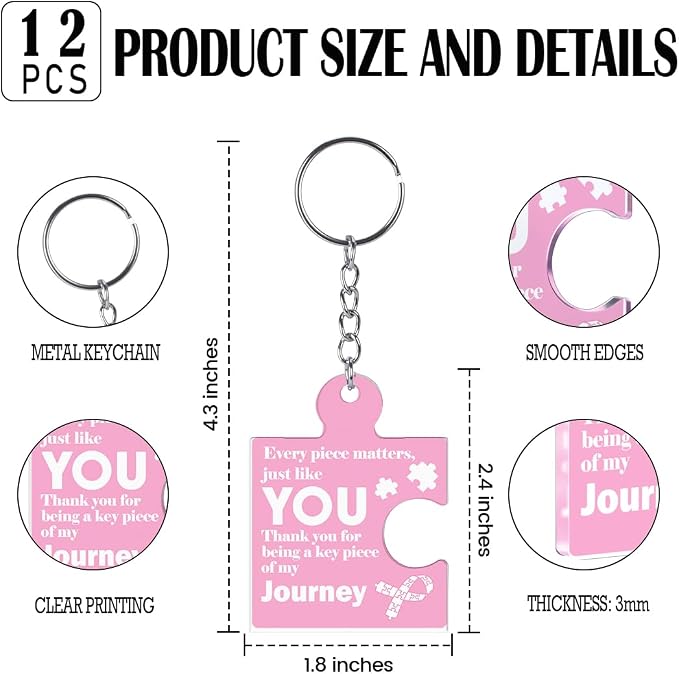 Team Appreciation Gifts Bulk Thank You Keychains for Coworkers | Gift Set for Employee, Staff, Teachers, Teamwork Puzzle Piece Keyring, Acrylic
