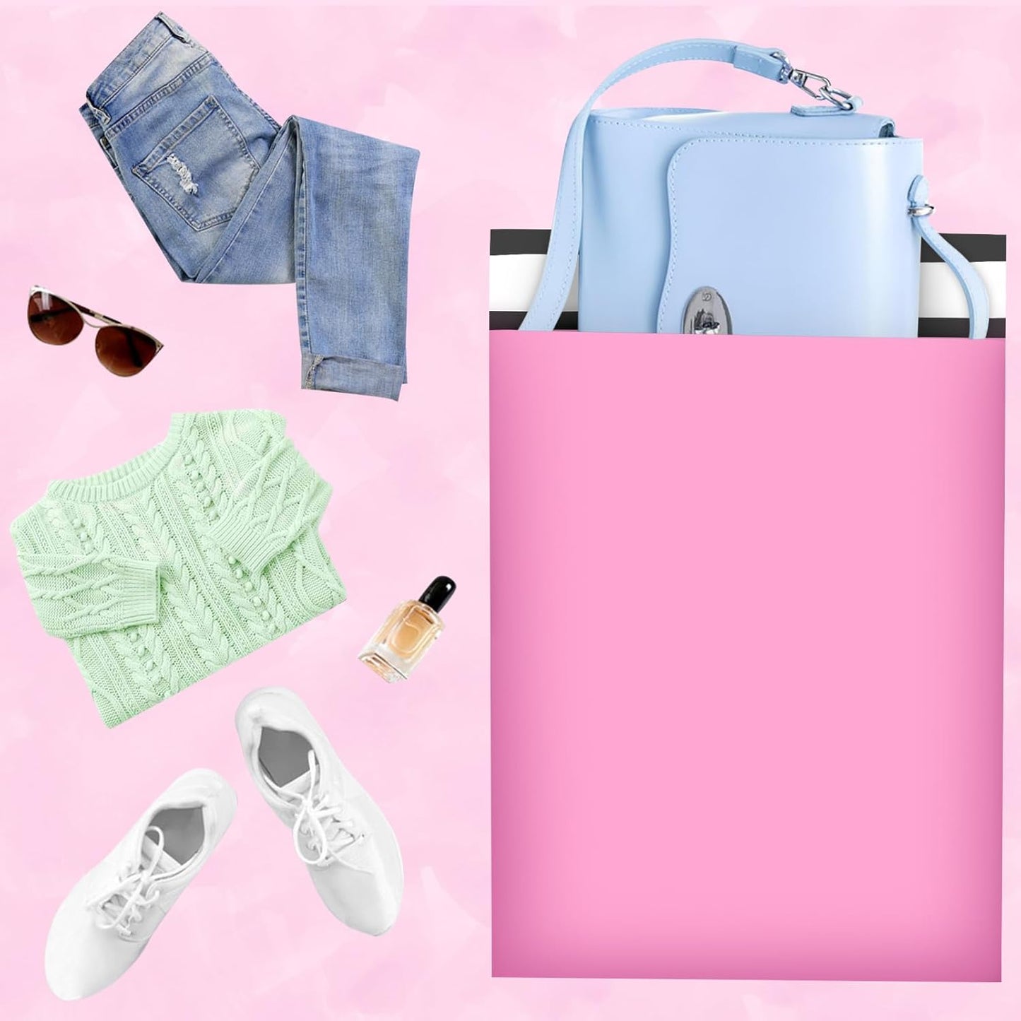 Poly Mailers 14.5x19, Large Poly Mailers 100 Pack, Shipping Mailers with Self Seal Adhesive, Waterproof and Tear-Proof Mailers Poly Bags for Small Business (Sakura Pink）
