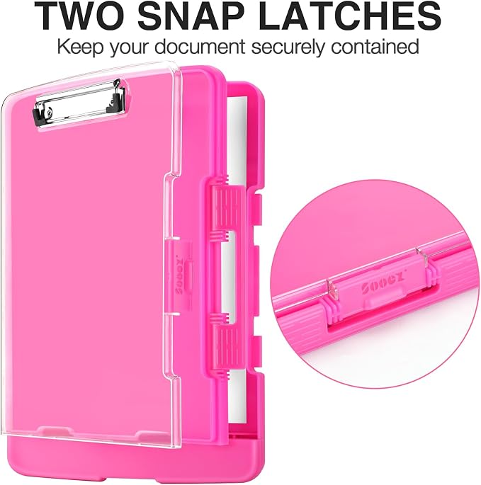 Sooez Original Clipboard with Dual Storage, Heavy Duty Clip Boards 8.5x11 | Dual Compartment, Clearview, Dry Erase, High Capacity, Real Hinge, High Capacity, Pen Holder, Coach School & Office Supplies
