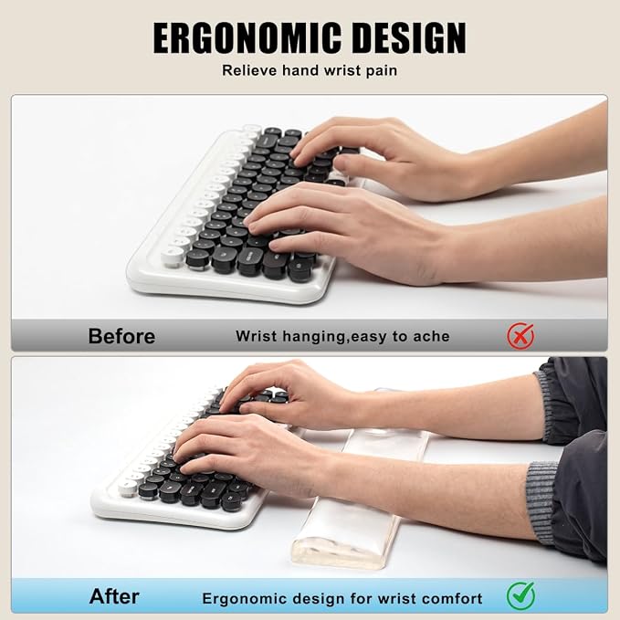 Keyboard Wrist Rest,Gel Wrist Rest for Keyboard-Tinted Clear Wrist Rest | Jelly Clear Gel Wrist Pad for Easy Typing, Anti-Slip Comfort Keyboard Wrist Pad for Desktop Relieve Pain