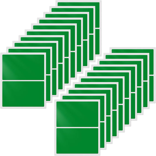 Green Color Coding Labels 3 × 2 Inches Self-Adhesive Rectangle Stickers Waterproof Name Tags for Office School Home 40 PCS