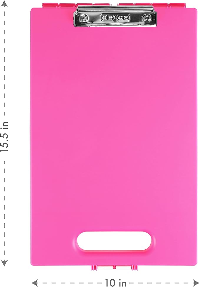 Dexas Clipcase Storage Clipboard with Handle, Pink 16" x 10"
