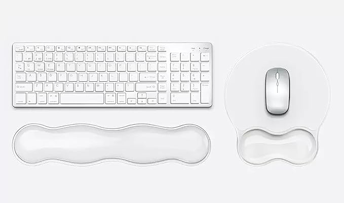 Mouse Pad with Wrist Rest, Soft Cloud Gel Keyboard Mouse Pad Set with Hand Wrist Support, Cute Non Slip Office Desk Accessories for Comfort/Pain Relief/Computer/Laptop (2Pc Clear Wave)