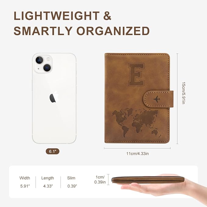 ILIYAH-Passport Cover-Passport Holder Travel Wallet-RFID Blocking Passport Case Travel Accessories Card Holder Wallet Unisex Travel Gifts (Brown E)