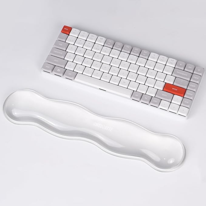 Ergonomic Clear Gel Wrist Rest for Computer Keyboard - Non-Slip Crystal Gel Pad, Soft Comfortable Support, Washable, Office Gaming Wrist Pain Relief