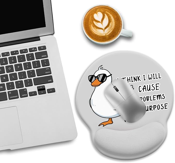 LIMKRIAN Funny Duck Ergonomic Mouse Pad with Gel Wrist Rest, 9.8 x 8.6 in | Ergonomic Design, Non-Slip PU Base, Pain Relief Wrist Support, Mouse Pads for Desk Laptop, Cute Office Desk Accessories Gift
