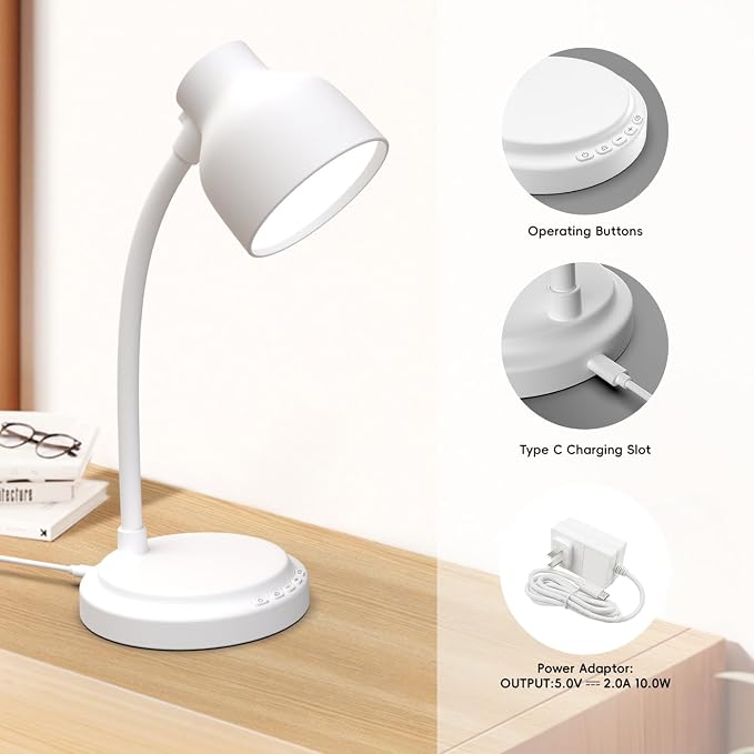 LED Desk Lamp with 96 LEDs,High lumens Table lamp | Desk Lamp for Office Home,4 Brightness Dimmable Flexible Table Lamp,Reading Light for Bedside, Office, and Study Desk Use