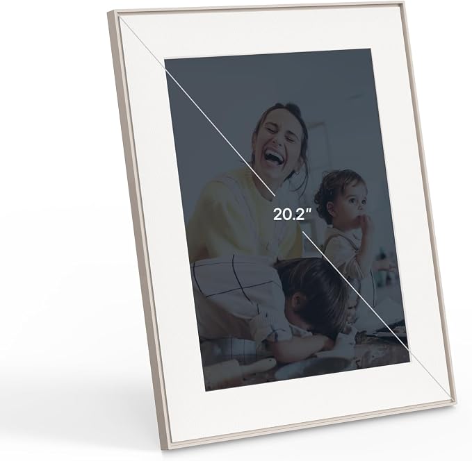 Aura 15" HD WiFi Digital Picture Frame – Free Unlimited Cloud Storage – Send Photos from Phone – No Subscription – Auto On/Off – Gift for Parents & Grandparents (Cool White Mat, 15")