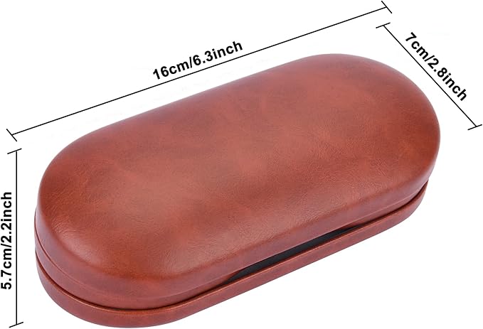 Muf 2 in 1 Contact Lens Case and Glasses Case, Double Sided Design with Mirror, Portable Travel Kit with Tweezer, Remover and Solution Bottle, Brown