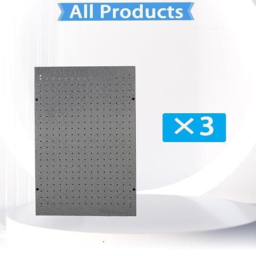 3 PCs Metal Pegboard Heavy Duty Peg Board Kit Wall Organizer 48" x 24" Tool Storage Board for Garage Basement Includes Screws Kits, Grey