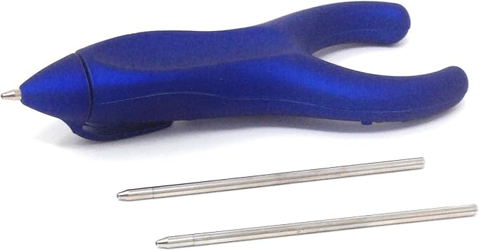 PenAgain Ergosof Blue Pen, Set of 4 Pens | Black Ink, 2 extra black ink refills included per pen