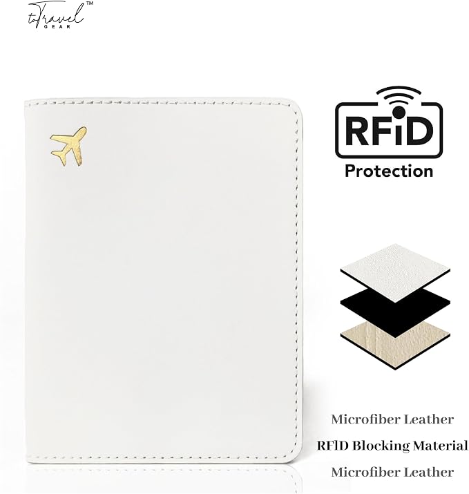 Passport Holder for Travel Essentials,RFID Blocking Passport Cover Case for Travel Accessories,Travel Wallet for Women Men (Cream)