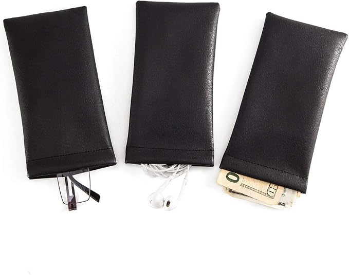 TRIUMPH VISION Eyeglass Case Glasses Case Soft Sunglass Pouch Sleeve 3 Pack | Slim Lightweight Alternative to Bulky Case, Leather Lined Protect Lens, Squeeze Easy to Use, Stylish Portable for Daily Use