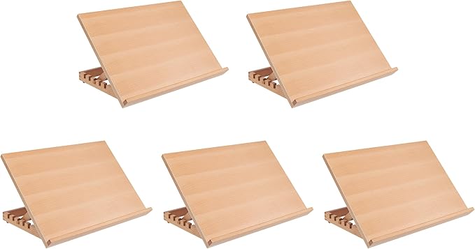 SoHo Urban Artist 12x16-5 Pack - Adjustable Portable Drawing Board Stand Easel, 5 Positions, Natural Beechwood Finish