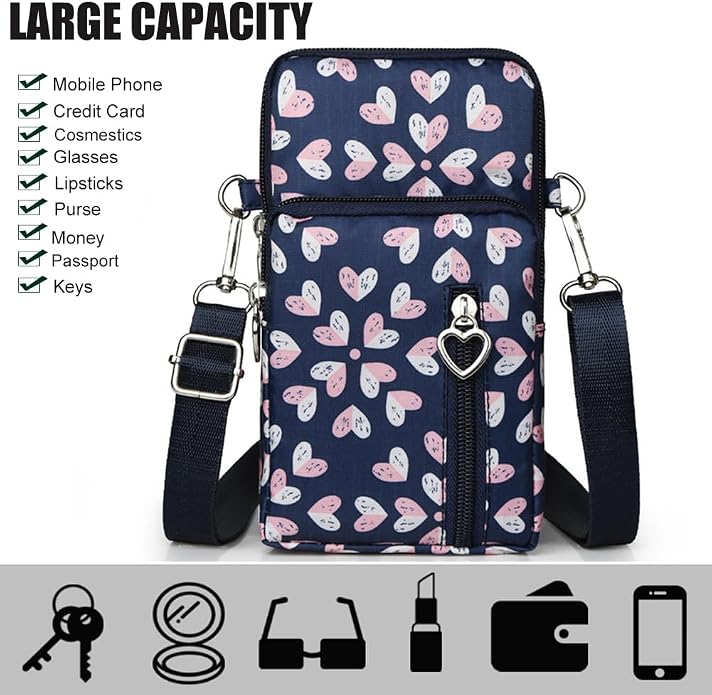 Small Crossbody Bag for Women - Mini Phone Purses with Crossbody Strap and Wallet - Nylon Arm Bag