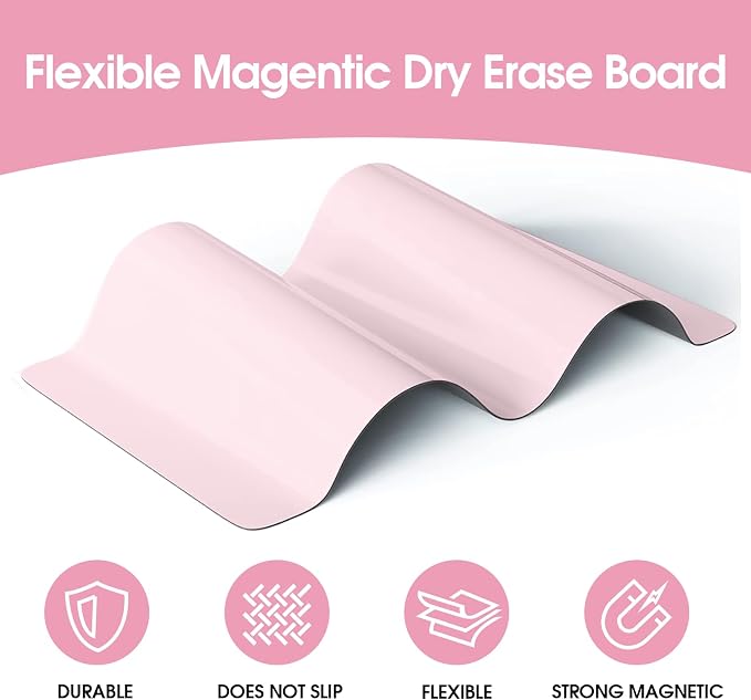 MaxGear Magnetic Whiteboard for Fridge 12x8 Pink 5 Pack | Strong Magnet, Dry Erase, Reusable, Easy Clean, Stain Resistant, Meal Planner, Grocery List, Family Notes, Kitchen Organizer