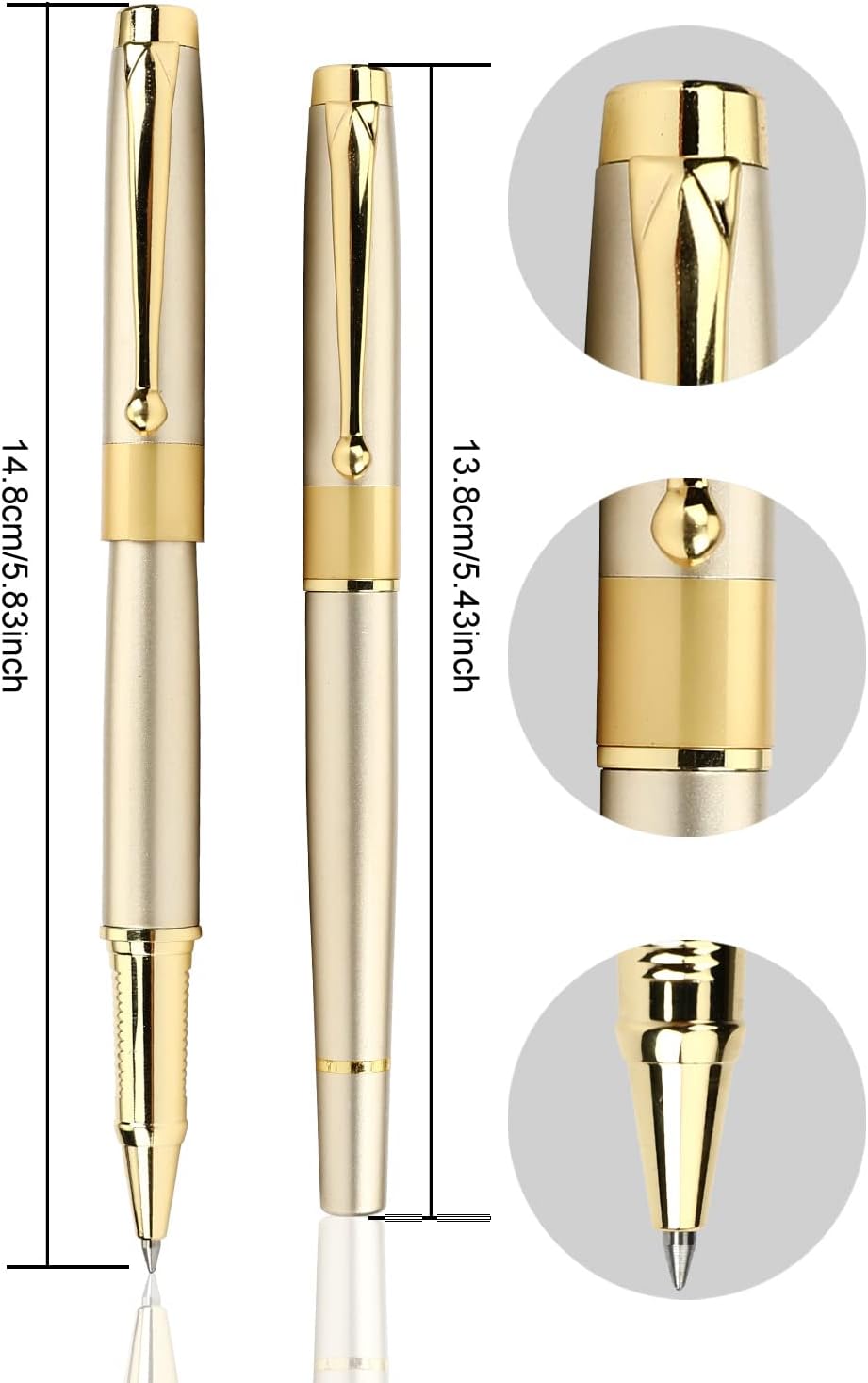 YIVONKA Ballpoint Pen Black Refill,Luxury Ballpoint Line width 0.5mm,Best Ball Pen Gift Set for Men & Women Professional Executive,Office,Nice BallPens Classy Gift Box (2 Gold)