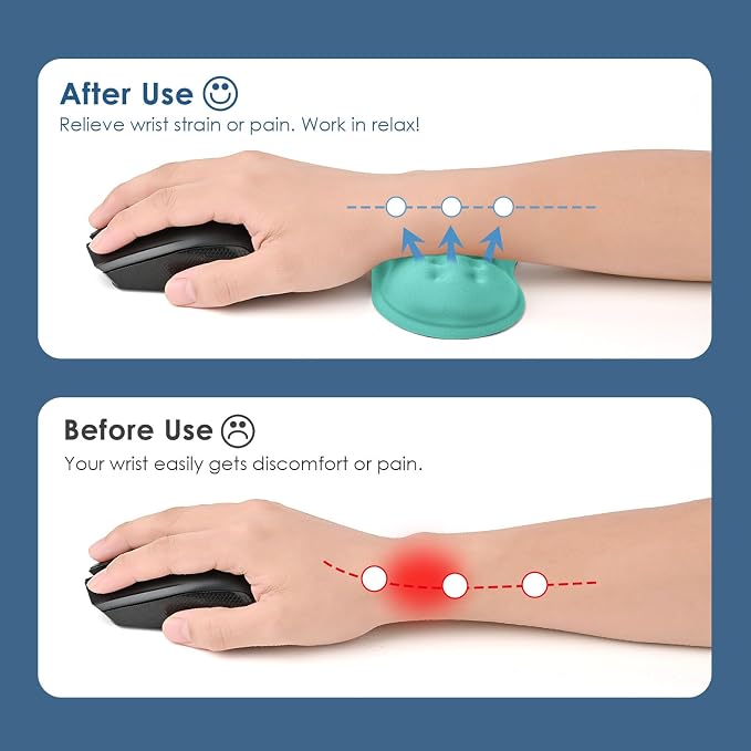 VANKEY Soft Mouse Wrist Rest, Memory Foam Mouse Wrist Support Hand Rest Pad for Computer, Laptop, Desktop - Anti-Slip PU Base - Wrist Pain Relief, Aquamarine