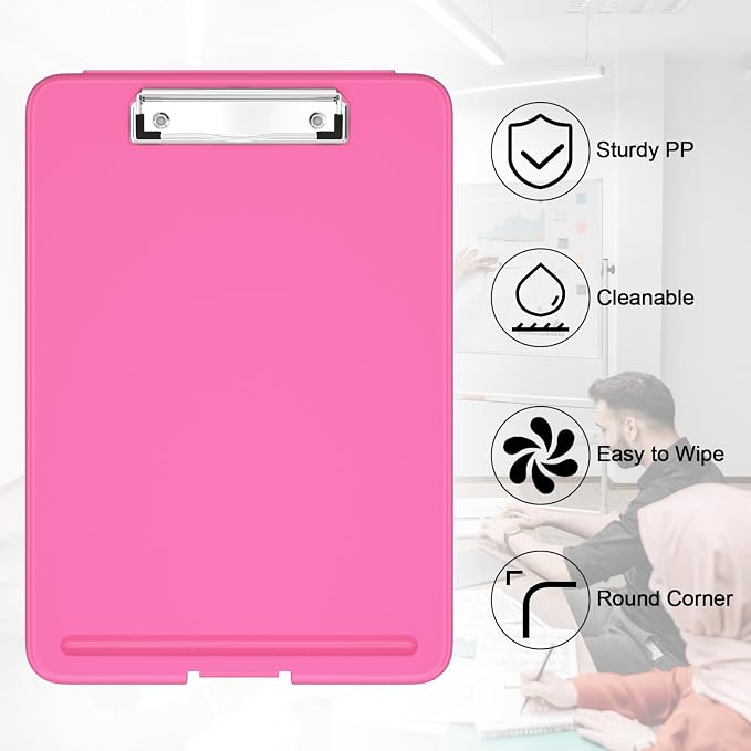 Hongri Clipboard with Storage, 8.5 x 11 Clip Board Foldable, Red | Bottom Opening, Size 13.4 x 9.4 X 0.9 in for Nurses, Teacher, Students, Classroom, School & Office Supplies