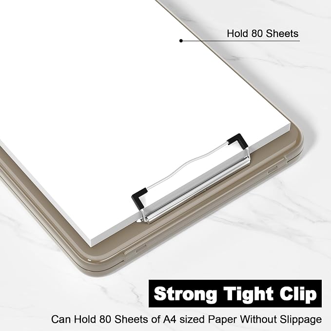 Hongri Clipboard with Storage, 8.5 x 11 Clip Board Foldable, Brown | Bottom Opening, Size 13.4 x 9.4 X 0.9 in for Nurses, Teacher, Students, Classroom, School & Office Supplies
