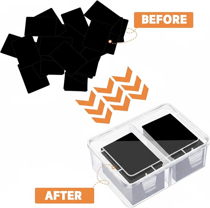 Vicenpal 300 Card Storage Box Compatible with Mtg TCG Clear Plastic Trading Card Storage Box with Removable Divider Hard Trading Deck Case for Baseball Football Game Organizer Collector(6 Pcs)