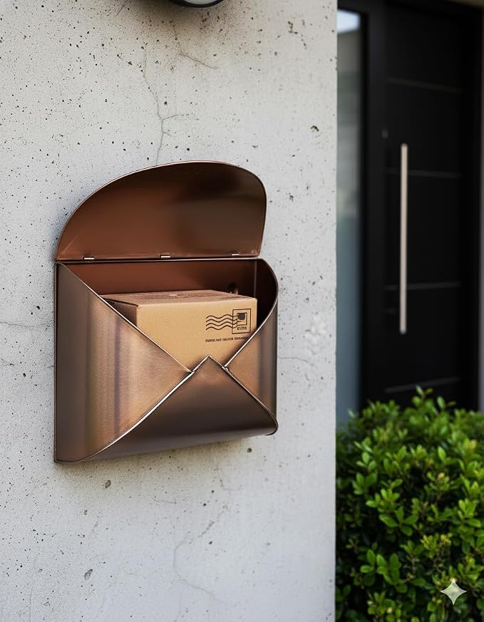 NACH Wall Mount Mailboxes for Outside, 12.5 x 5 x 10 inch Copper Wall Mailboxes for Outside, Waterproof Mailboxes for Outside - Envelope Mailbox