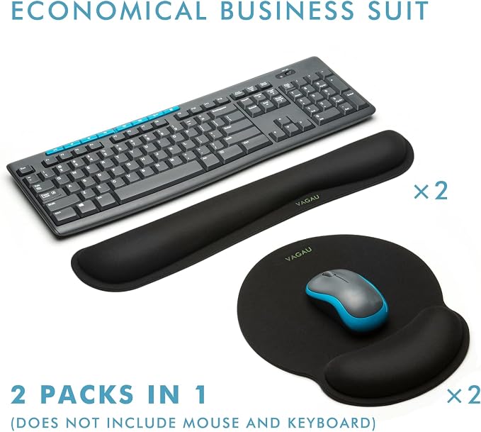 Comfy Mee Premium Memory Foam Keyboard and Mouse Wrist Rest Pads Set- for Comfortable Typing &Wrist Pain Relief (Pack of 2) | Ergonomic Memory Foam Set for Office, Laptop, Mac, Computer and Gaming, Comfortable Typing &Wrist Pain Relief