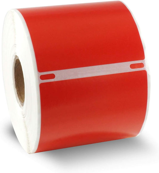 BETCKEY Colored Labels Compatible with Dymo 30857 (2-1/4" x 4") Visitor Name Tag Badge Labels, Compatible for Dymo LabelWriter Thermal 450, 4XL & Zebra Desktop Printers [1 Roll, Red]