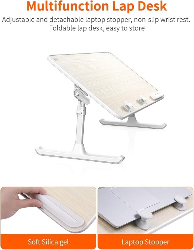 Laptop Desk for Bed, SAIJI Lap Desks Bed Trays for Eating Writing | for Eating Writing, Adjustable Computer Laptop Stand, Foldable Lap Table in Sofa and Couch（20.5x11.8 Teak