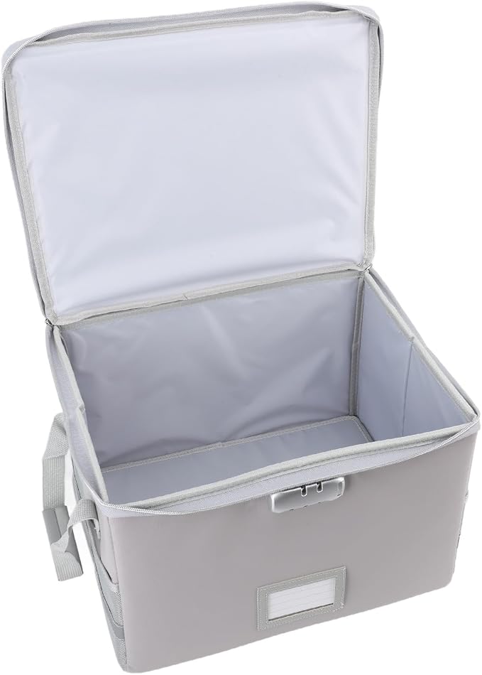 Fireproof Document Box, 1000℃ Fireproof Document Organizer, Portable File Storage Box with Lock and Reflective Strip for Documents Passports Valuables
