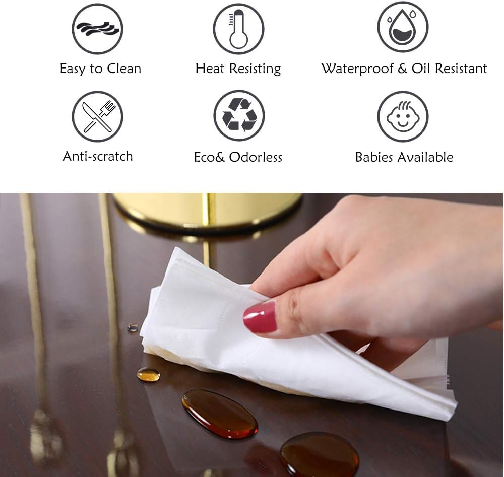 48x80 Inch Clear Plastic Banquet Table Protector Transparent PVC Desk Pad Mat Wooden Furniture Surface Protection Apply to Glass Coffee Table Conference Table Kitchen Countertop Waterproof Rectangular