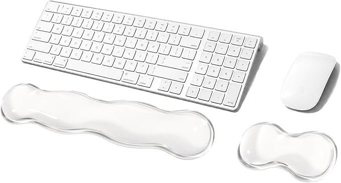 Gel Keyboard Wrist Rest Set, Clear Wrist Rest for Keyboard and Mouse, Ergonomic Keyboard Mouse Wrist Rest for Typing Pain Relief, Suitable for Office, Gaming, Computer, Laptop - Transparent